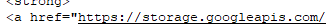 Fragmento del código fuente del correo: una etiqueta a con href apuntando a https://storage.googleapis.com/.